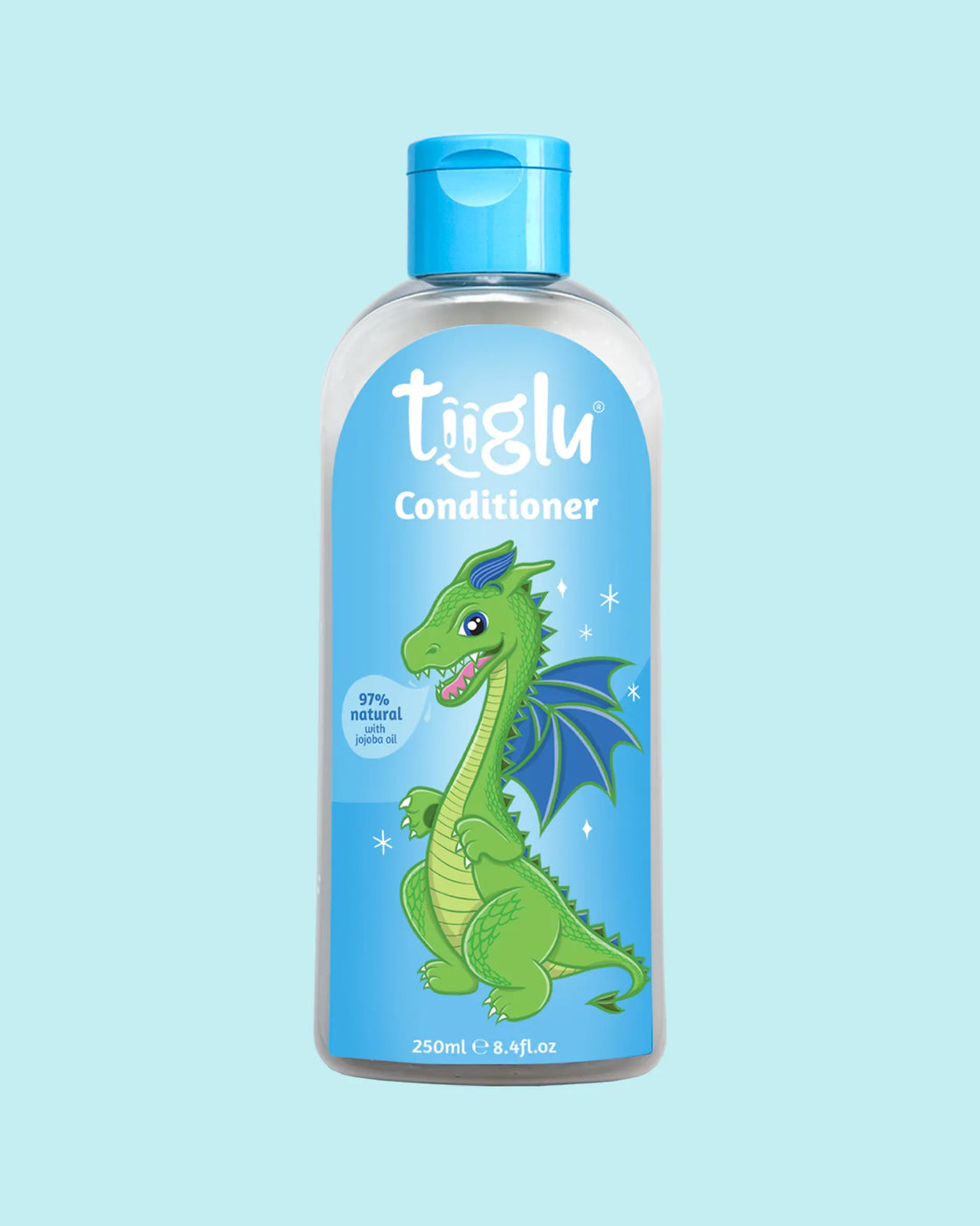 Tiiglu® Kids Dragon Conditioner (250ml) with a green dragon on a light blue label, &